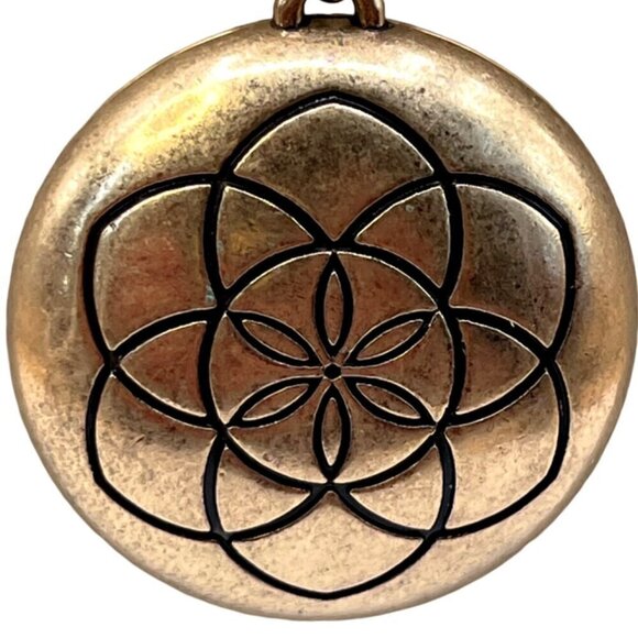 Vintage-Inspired Floral Medallion Necklace & Crystal-Studded Bracelet Set.  C5 - Picture 7 of 15